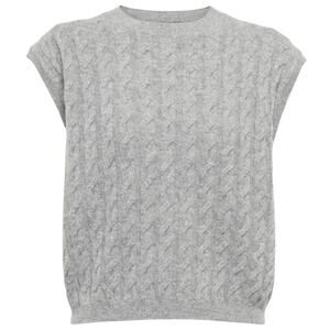 Jardin Des Orangers Grey Cashmere Cable-Knit Cashmere Sweater Vest Size XS